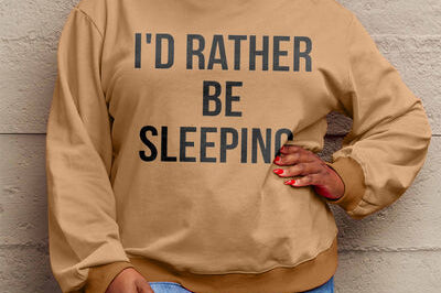 Simply Love Full Size I'D RATHER BE SLEEPING Round Neck Sweatshirt - 