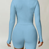 Zip Up Mock Neck Long Sleeve Active Outerwear - 