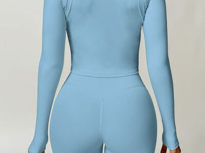 Zip Up Mock Neck Long Sleeve Active Outerwear - 