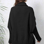 Turtle Neck Long Sleeve Ribbed Sweater - 