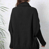 Turtle Neck Long Sleeve Ribbed Sweater - 