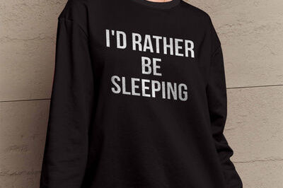 Simply Love Full Size I'D RATHER BE SLEEPING Round Neck Sweatshirt - Black